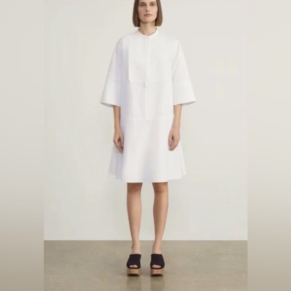 Organic Cotton Poplin Tuxedo Bib Dress